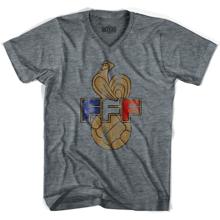 Ultras France Soccer Logo Soccer V-neck T-shirt - Athletic Grey