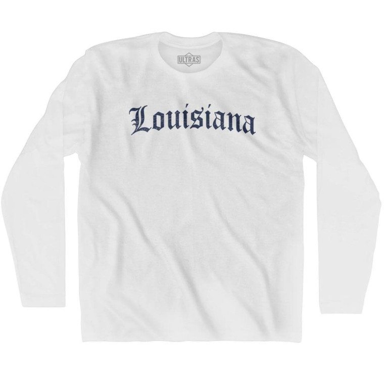 Louisiana Old Town Font Long Sleeve T-shirt - White