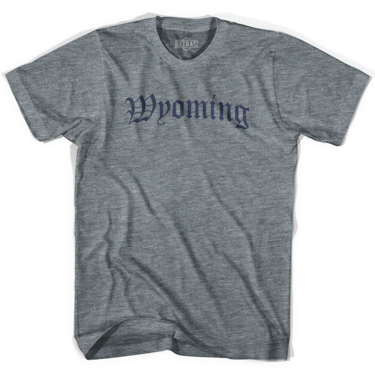 Youth Wyoming Old Town Font T-shirt - Athletic Grey