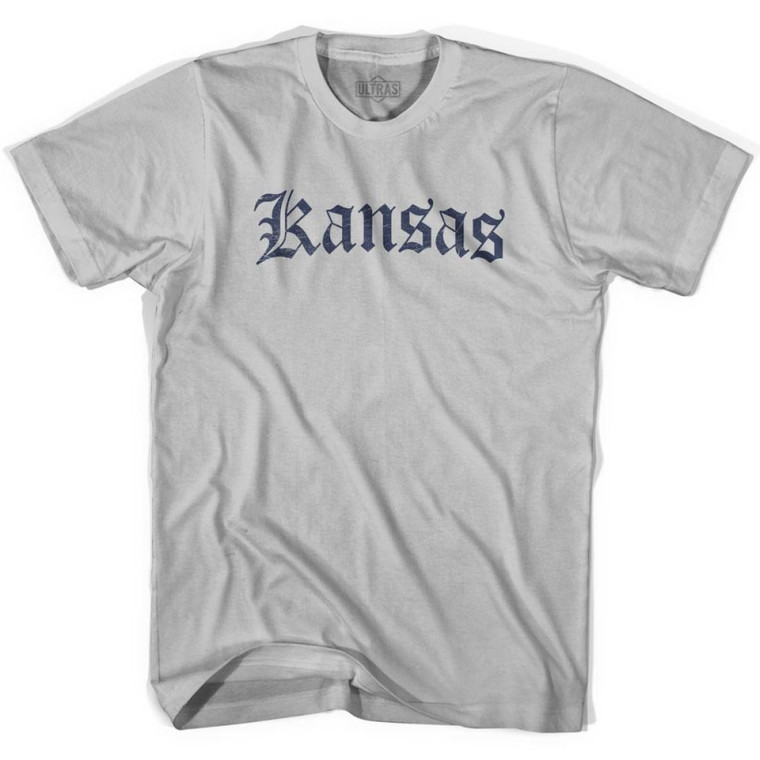 Kansas Old Town Font T-shirt - Cool Grey