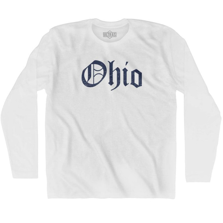 Ohio Old Town Font Long Sleeve T-shirt - White