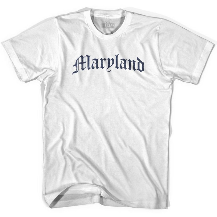 Womens Maryland Old Town Font T-shirt - White