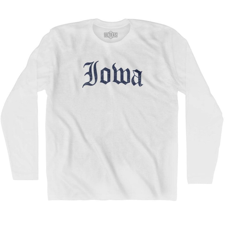 Iowa Old Town Font Long Sleeve T-shirt - White
