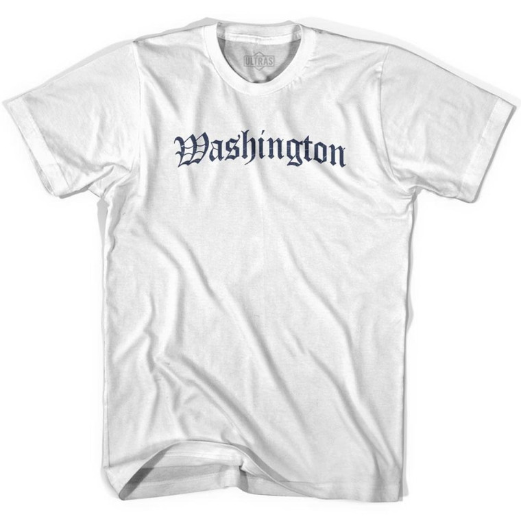 Womens Washington Old Town Font T-shirt - White