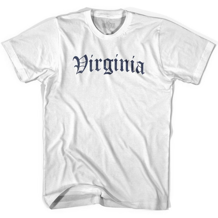 Womens Virginia Old Town Font T-shirt - White Womens Virginia Old Town Font T-shirt - White