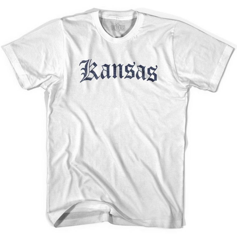 Womens Kansas Old Town Font T-shirt - White