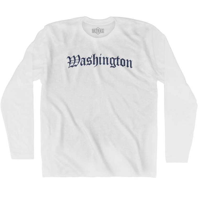 Washington Old Town Font Long Sleeve T-shirt - White