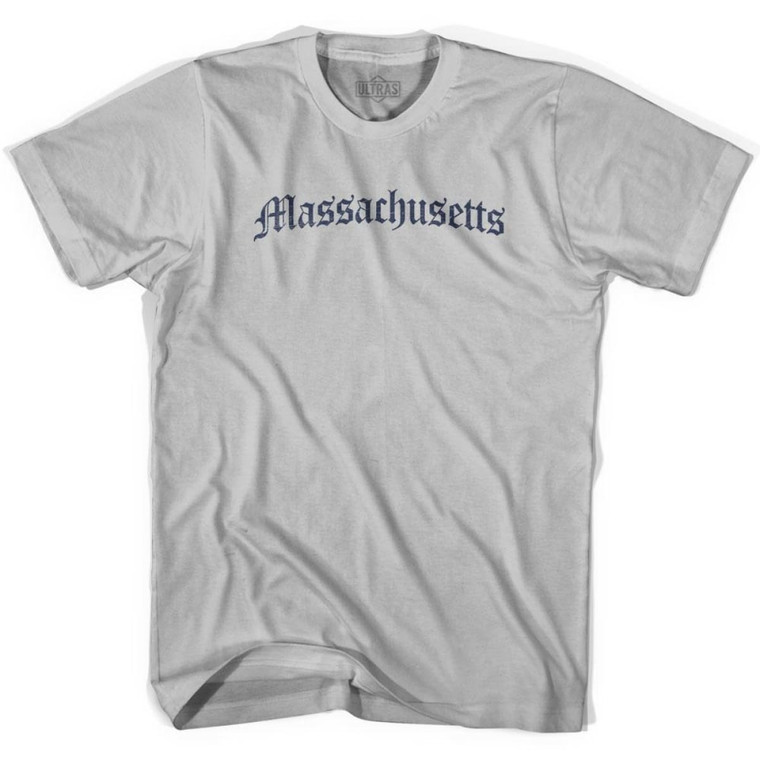 Massachusetts Old Town Font T-shirt - Cool Grey