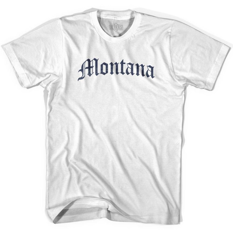 Womens Montana Old Town Font T-shirt - White