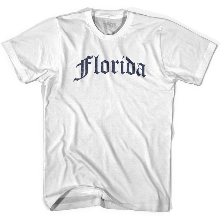 Womens Florida Old Town Font T-shirt - White