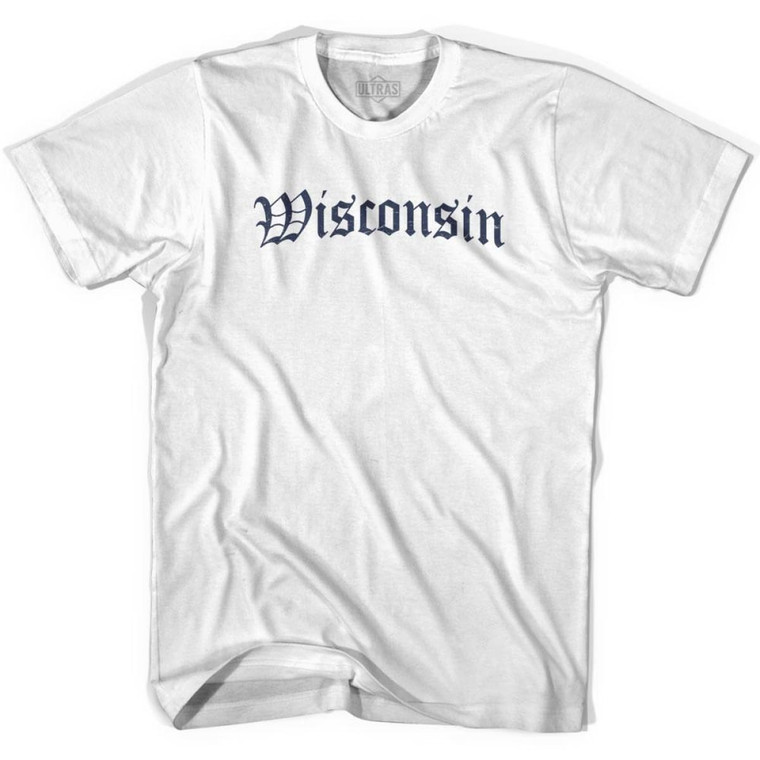 Youth Wisconsin Old Town Font T-shirt - White