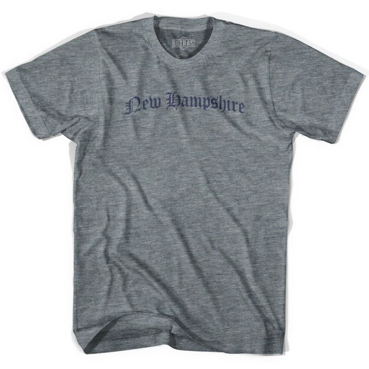 New Hampshire Old Town Font T-shirt - Athletic Grey