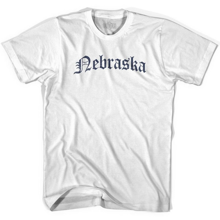 Nebraska Old Town Font T-shirt - White