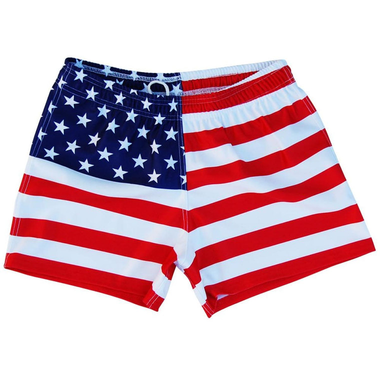 American Flag Rugby Union Shorts Made In USA - Red