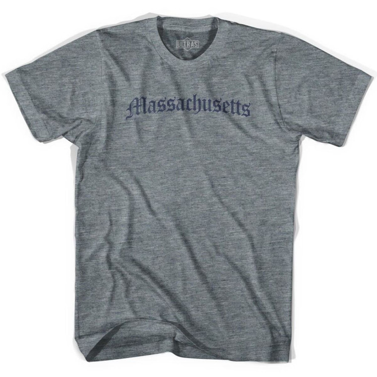 Massachusetts Old Town Font T-shirt - Athletic Grey