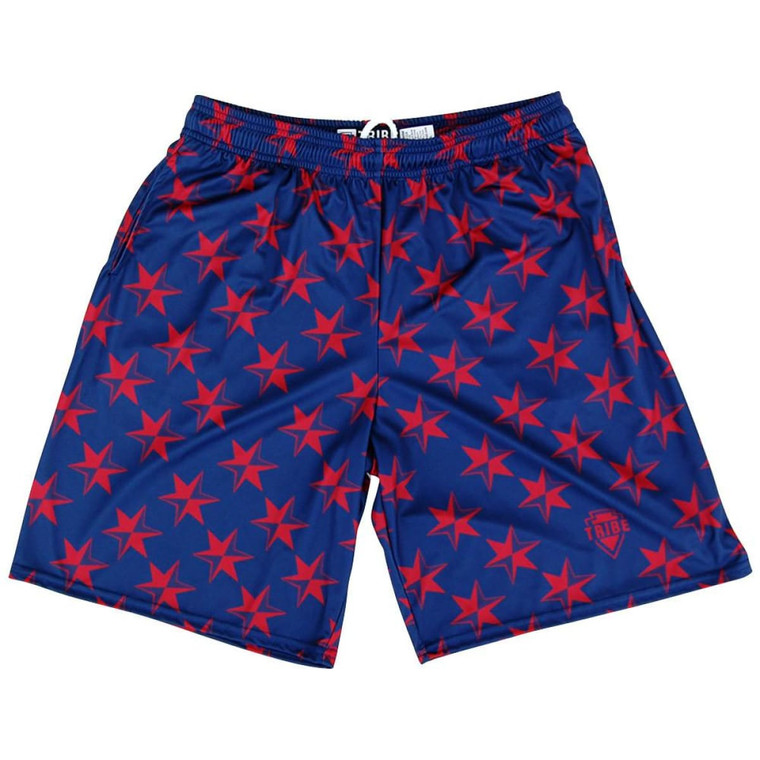 Chicago Flag All Over Stars Lacrosse Shorts Made in USA - Navy