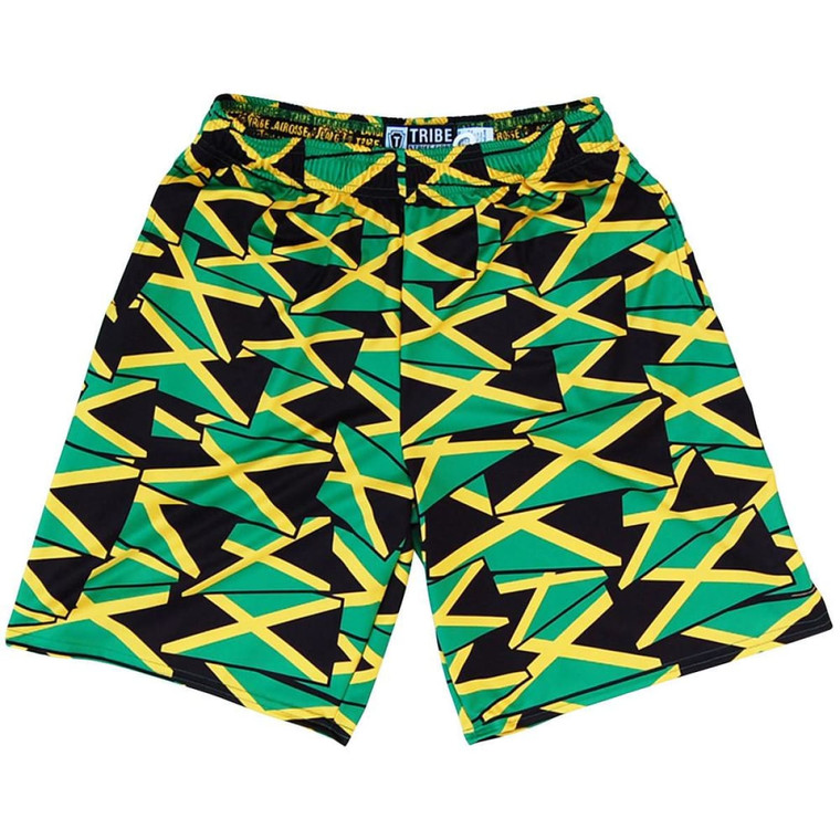 Jamaica Party Flags Lacrosse Shorts Made in USA - Black