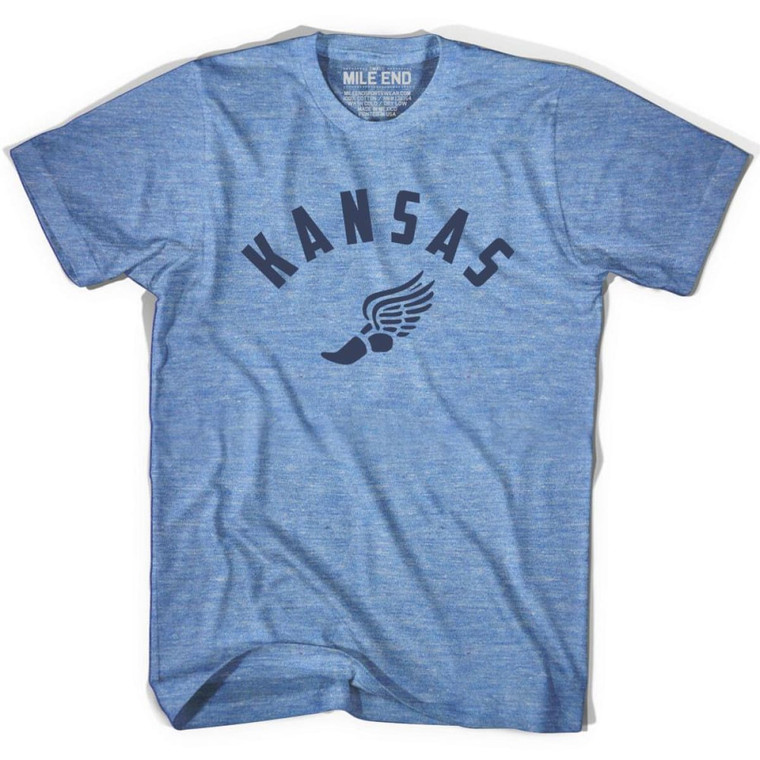 Kansas Running Winged Foot Track T-shirt - Athletic Blue