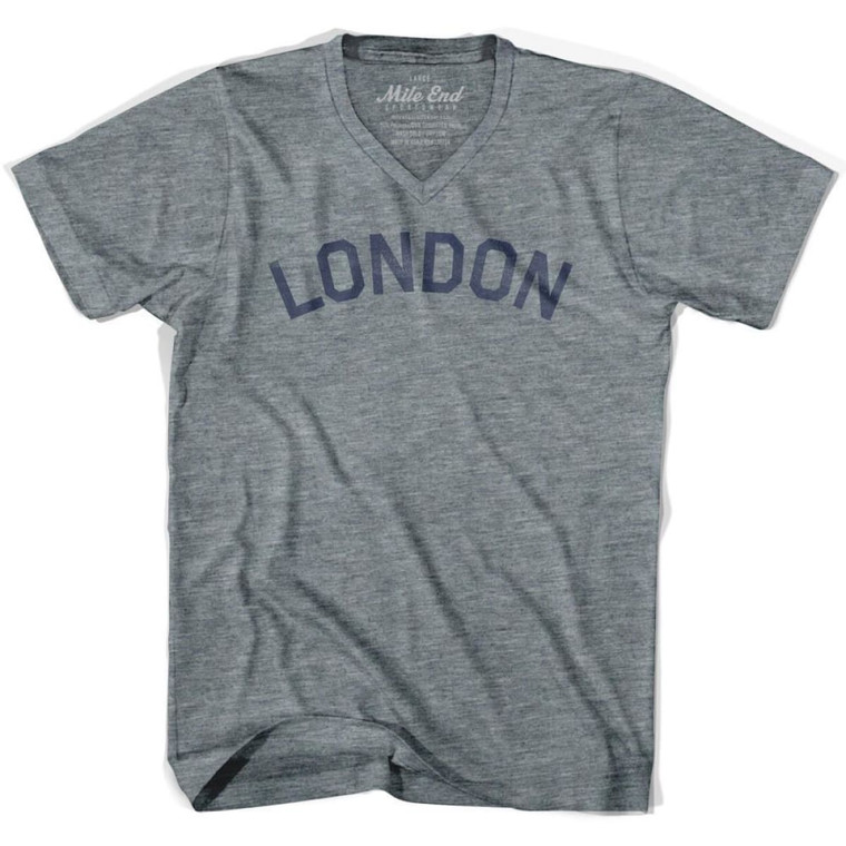 London Vintage V-neck T-shirt - Athletic Grey