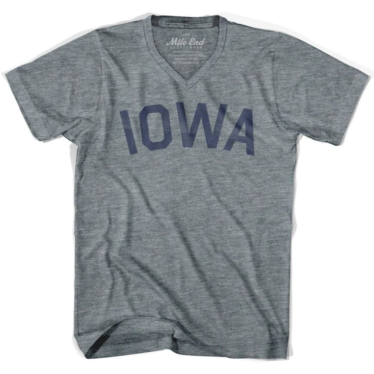 Iowa Vintage V-neck T-shirt - Athletic Grey