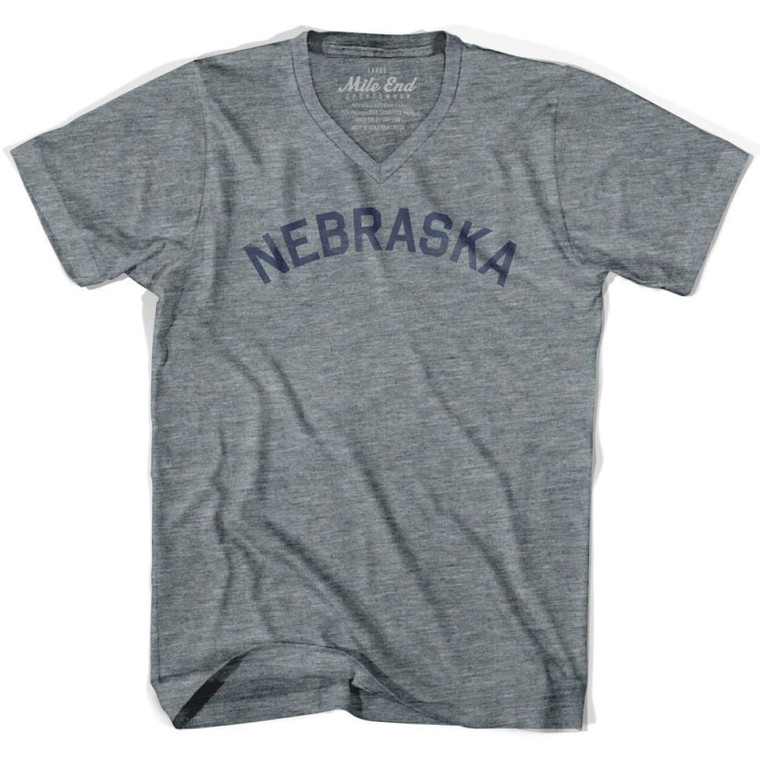 Nebraska Vintage V-neck T-shirt - Athletic Grey