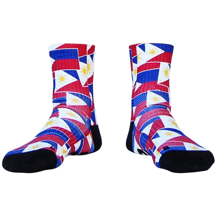 Philippines Flag Party Athletic Half Crew Socks - Red and Blue