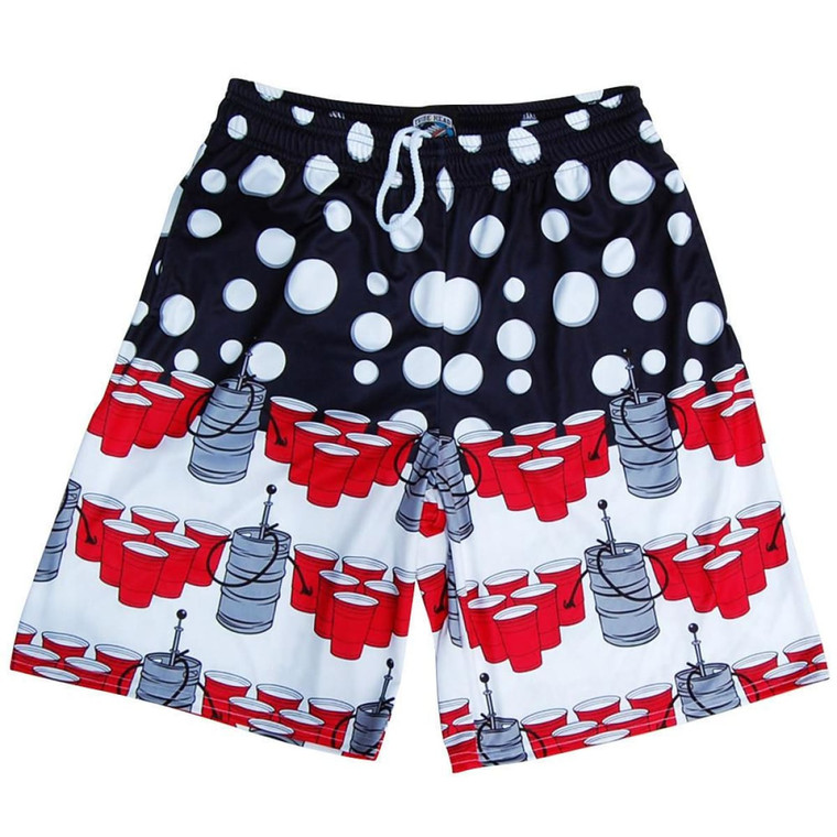 USA Patriotic Beer Pong Lacrosse Shorts Made in USA - Navy
