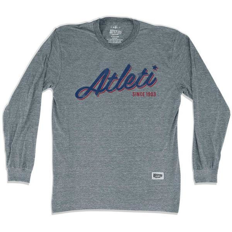 Atletico Madrid Atleti Soccer Long Sleeve T-shirt - Athletic Grey