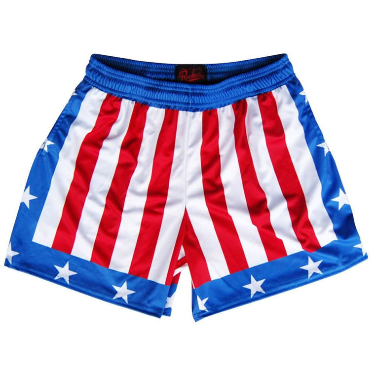 The Champ Rugby Gym Short 5 Inch Inseam With Pockets Made In USA - Red White & Blue