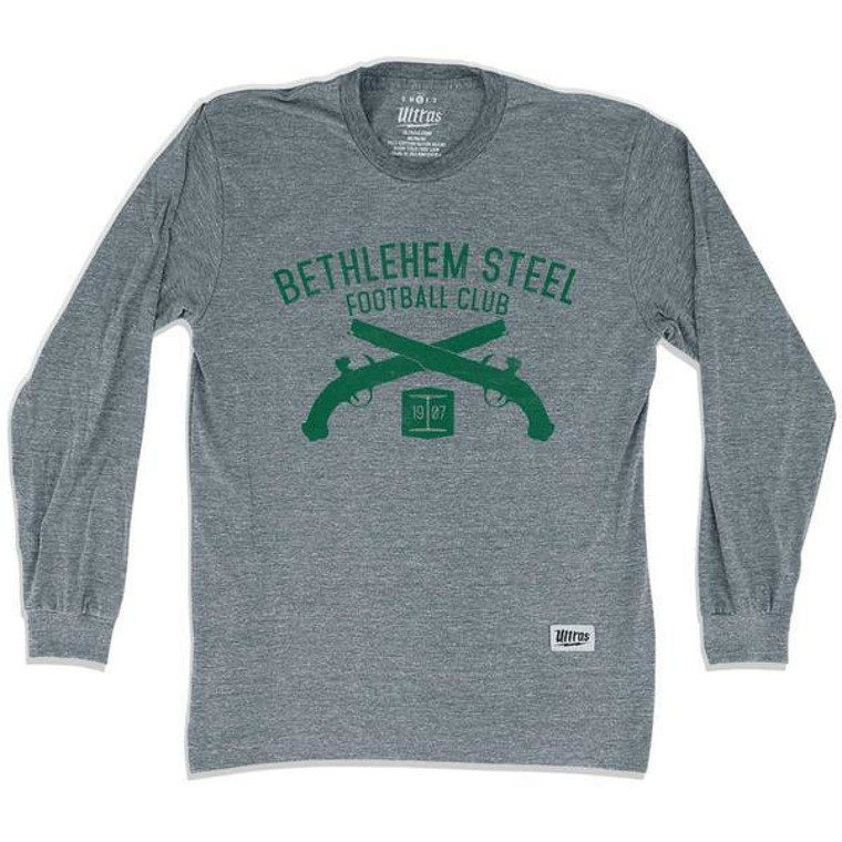 Bethlehem Steel Soccer Club Pistols Long Sleeve T-shirt - Athletic Grey