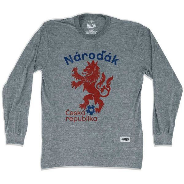 Czech Republic Narodak Lion Soccer Long-Sleeve T-shirt - Athletic Grey