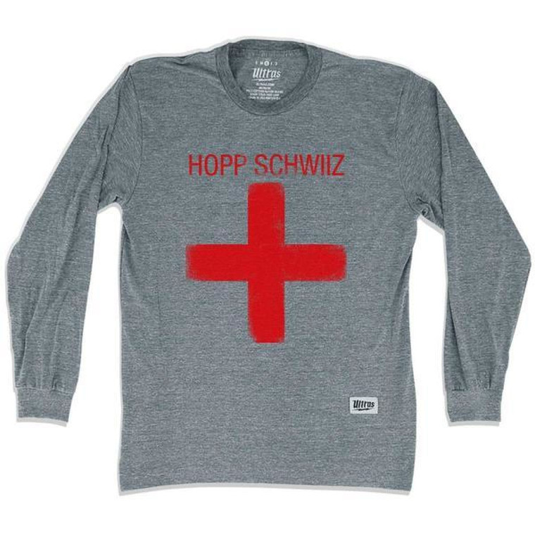 Hopp Schwiiz Cross Soccer Long Sleeve T-shirt - Athletic Grey