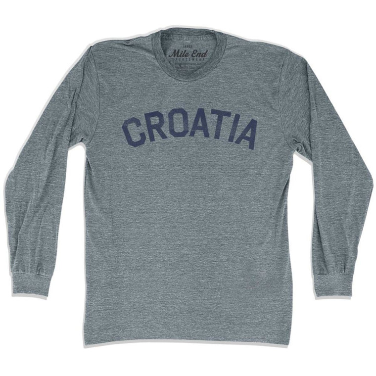 Croatia Vintage Long Sleeve T-shirt - Athletic Grey