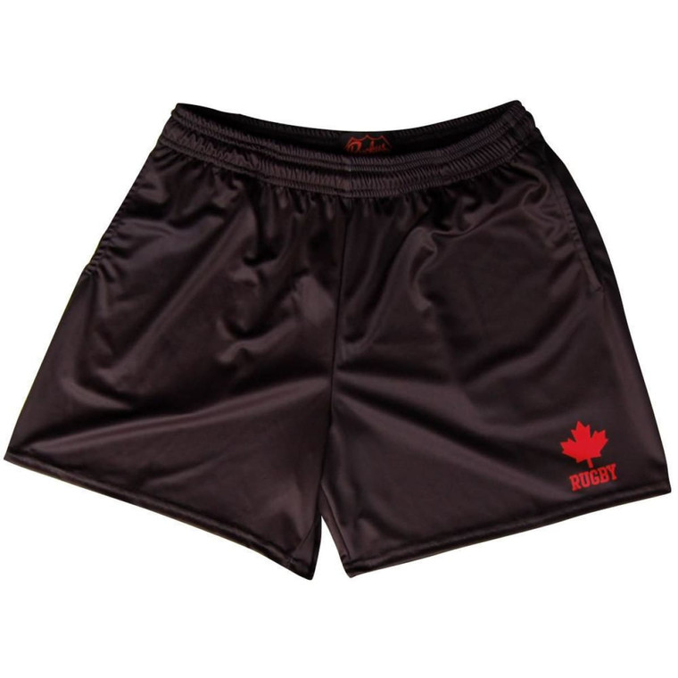 Canada Rugby Gym Short 5 Inch Inseam With Pockets Made In USA - Black