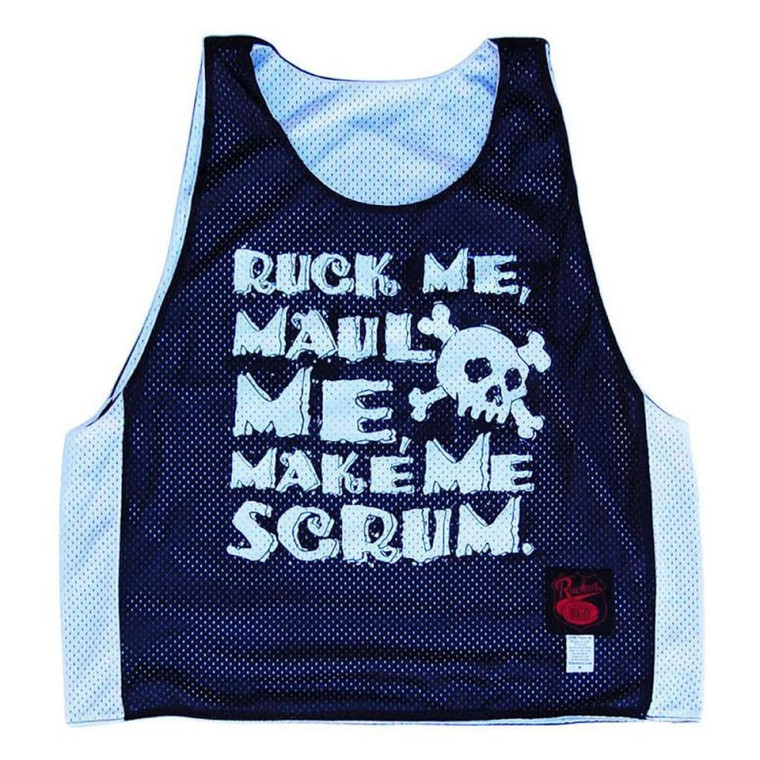 Rugby Ruck Me Maul Me Make Me Scrum Reversible Pinnie Made In USA - Black / White