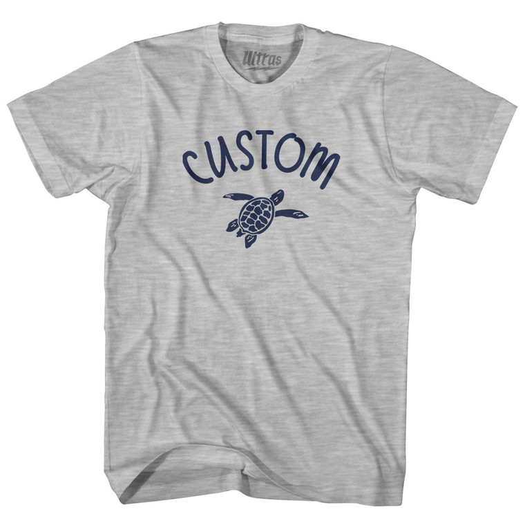 Custom Sea Turtle Youth Cotton T-shirt - Grey Heather