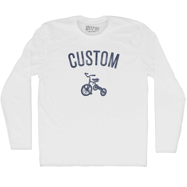 Custom Tricycle Adult Cotton Long Sleeve T-shirt - White