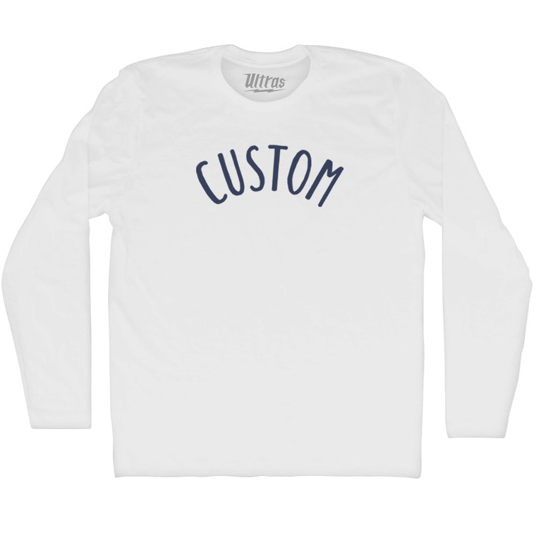 Custom Sand Font Adult Cotton Long Sleeve T-shirt - White