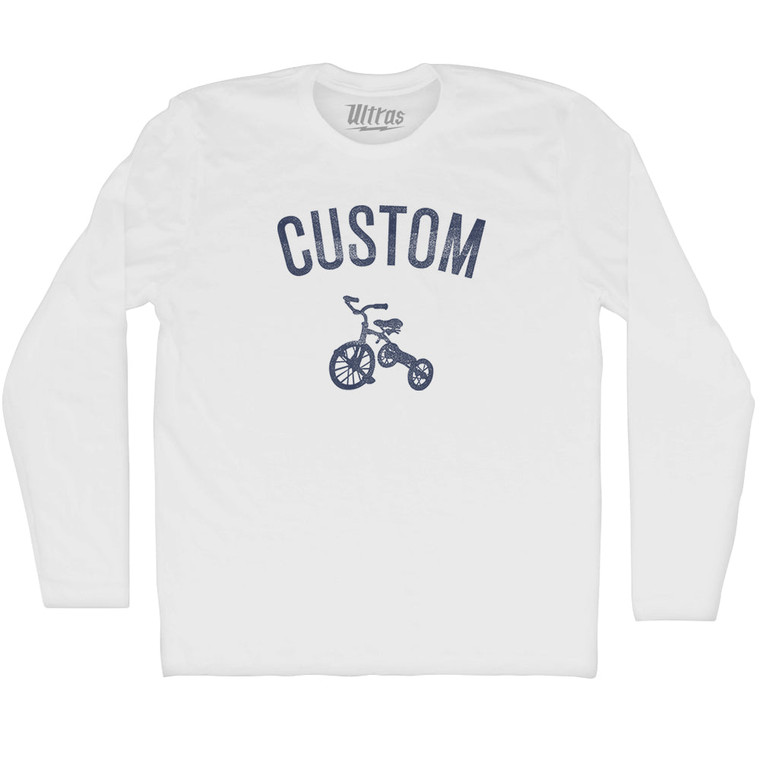 Custom Tricycle Adult Cotton Long Sleeve T-shirt - Grey Heather