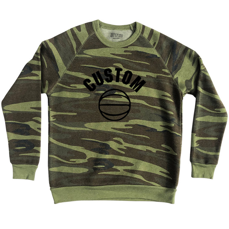 Custom Basketball Old School Ball Adult Tri-Blend Sweatshirt - Camo