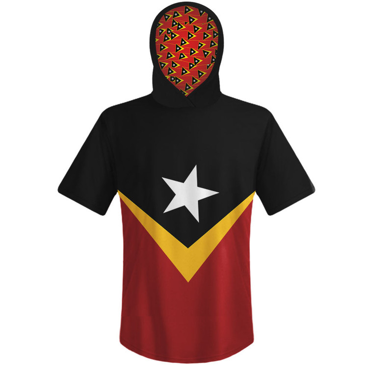 Timor Leste Country Flag Sports Hoodie - Black Yellow Red