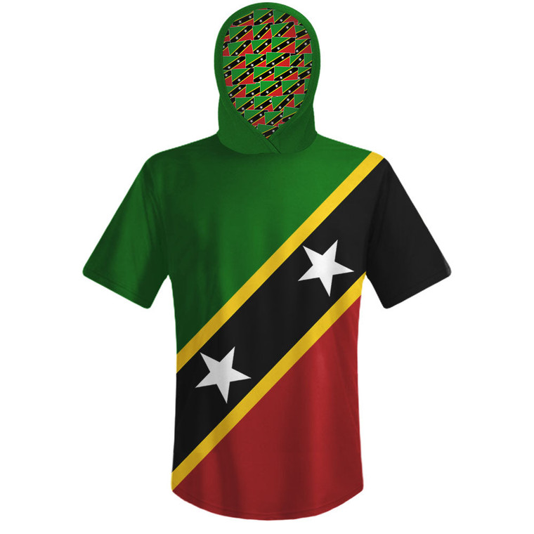 Saint Kitts & Nevis Country Flag Sports Hoodie - Green Black Red