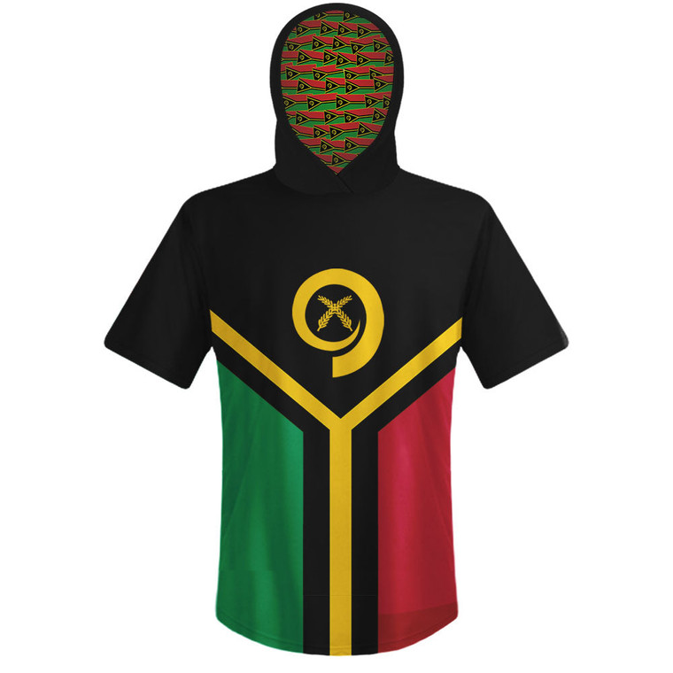 Vanuatu Country Flag Sports Hoodie - Black Green