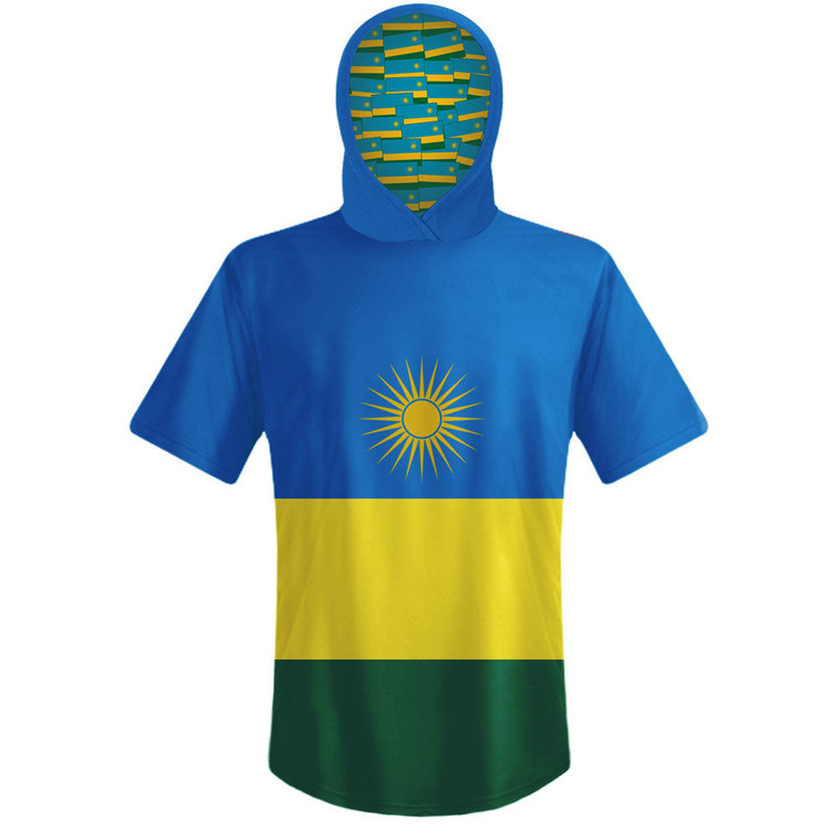 Rwanda Country Flag Sports Hoodie-Blue Yellow Green