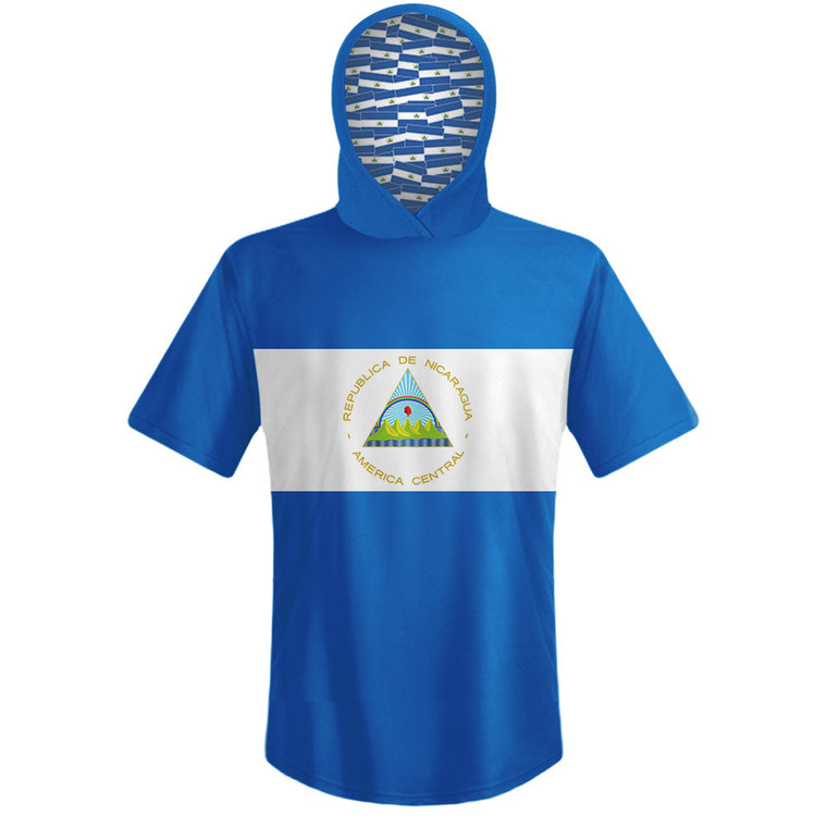 Nicaragua Country Flag Sports Hoodie - White Blue