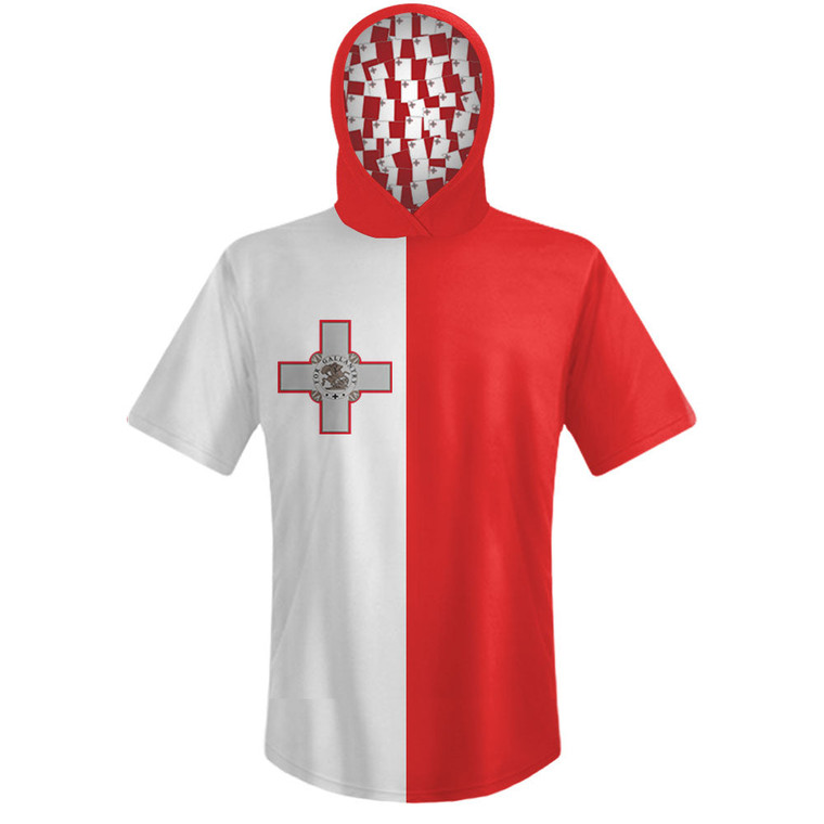 Malta Country Flag Sports Hoodie - White Red