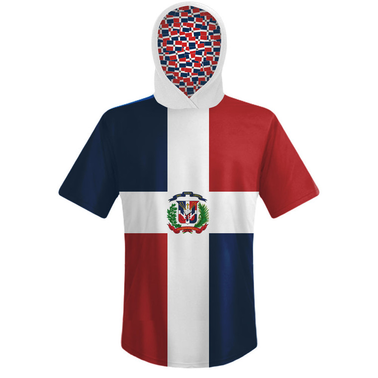 Dominican Republic Country Flag Sports Hoodie - White Red