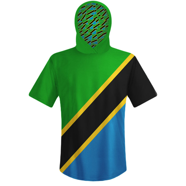 Tanzania Country Flag Sports Hoodie - Green Black Blue