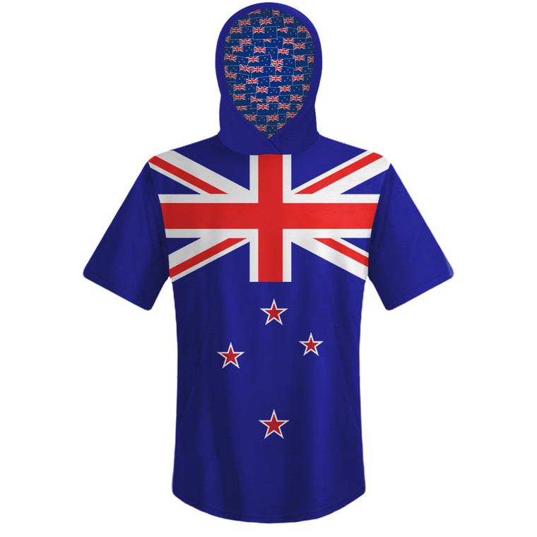 New Zealand Country Flag Sports Hoodie - White Blue