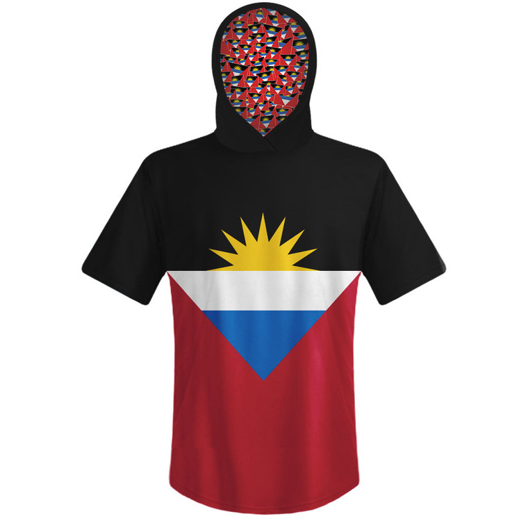 Antigua & Barbuda Country Flag Sports Hoodie - Black Red